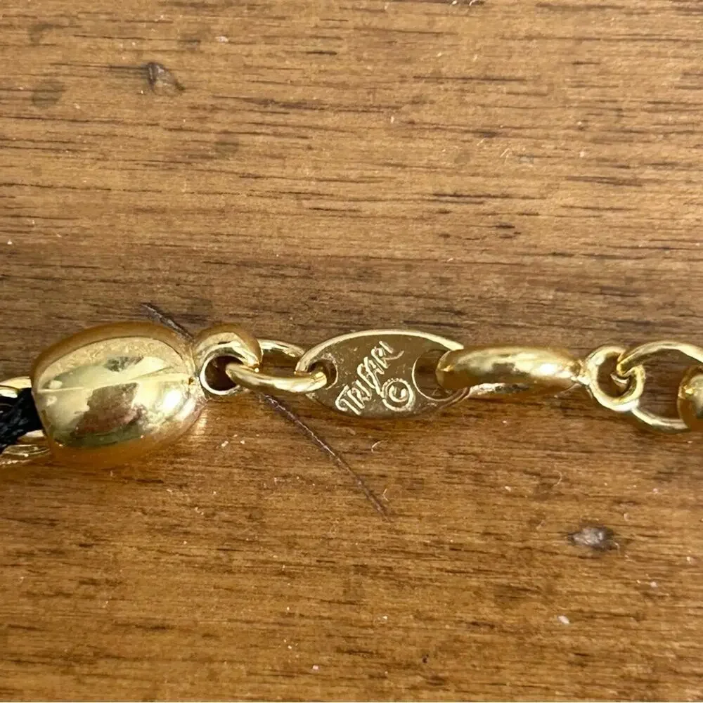 Trifari Gold & Black Twisted Rope Necklace